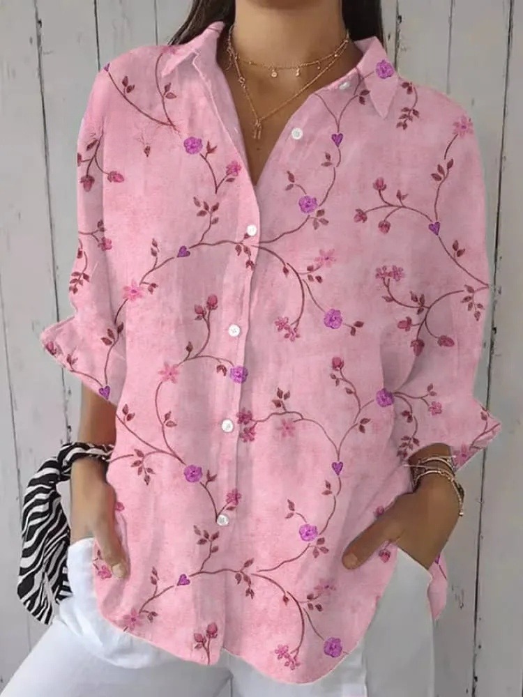 Women's Casual Vintage Floral Art Shirt