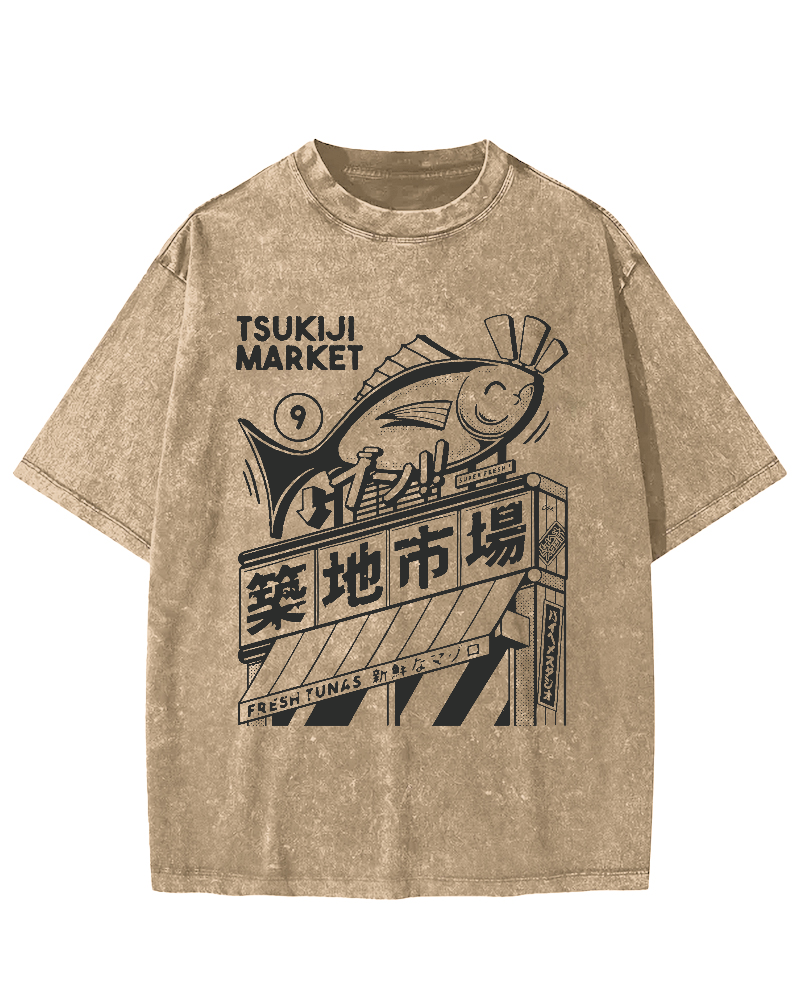Tsukiji Seafood Market Vintage Washed T-shirt