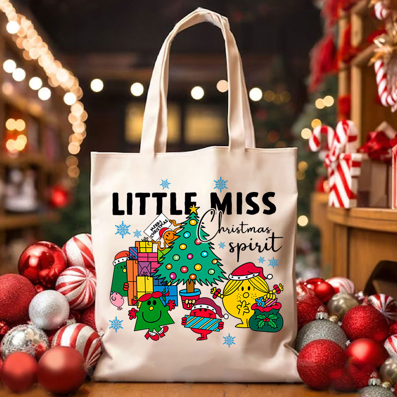 Little Miss Christmas Spirit Christmas Tree Teacher Tote Bag