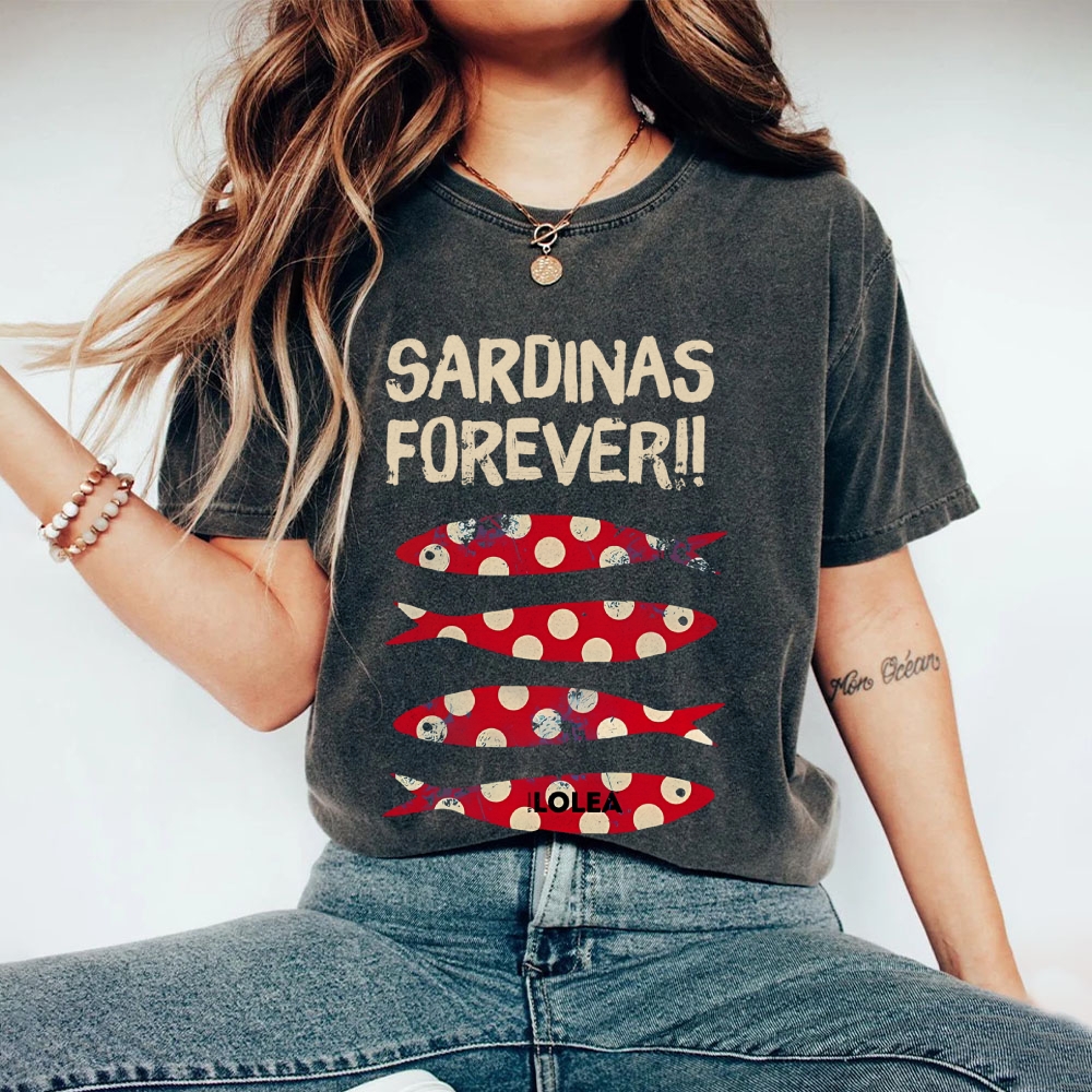 Polka Dot Fish Washed Vintage Short Sleeves T-Shirt