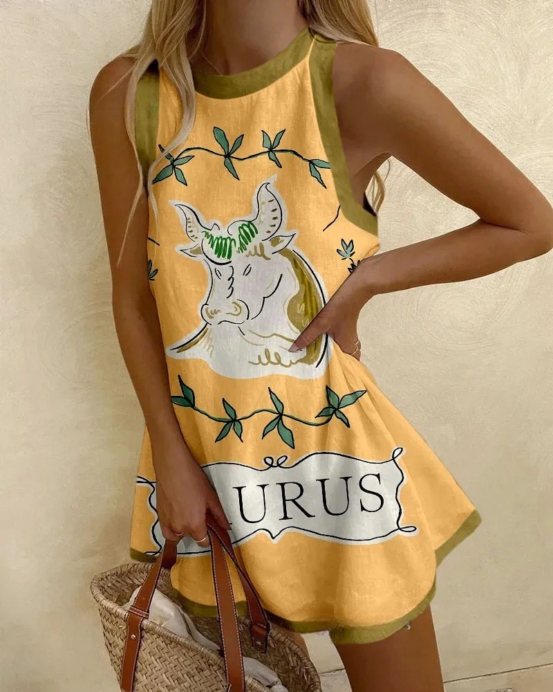 Taurus print mini dress