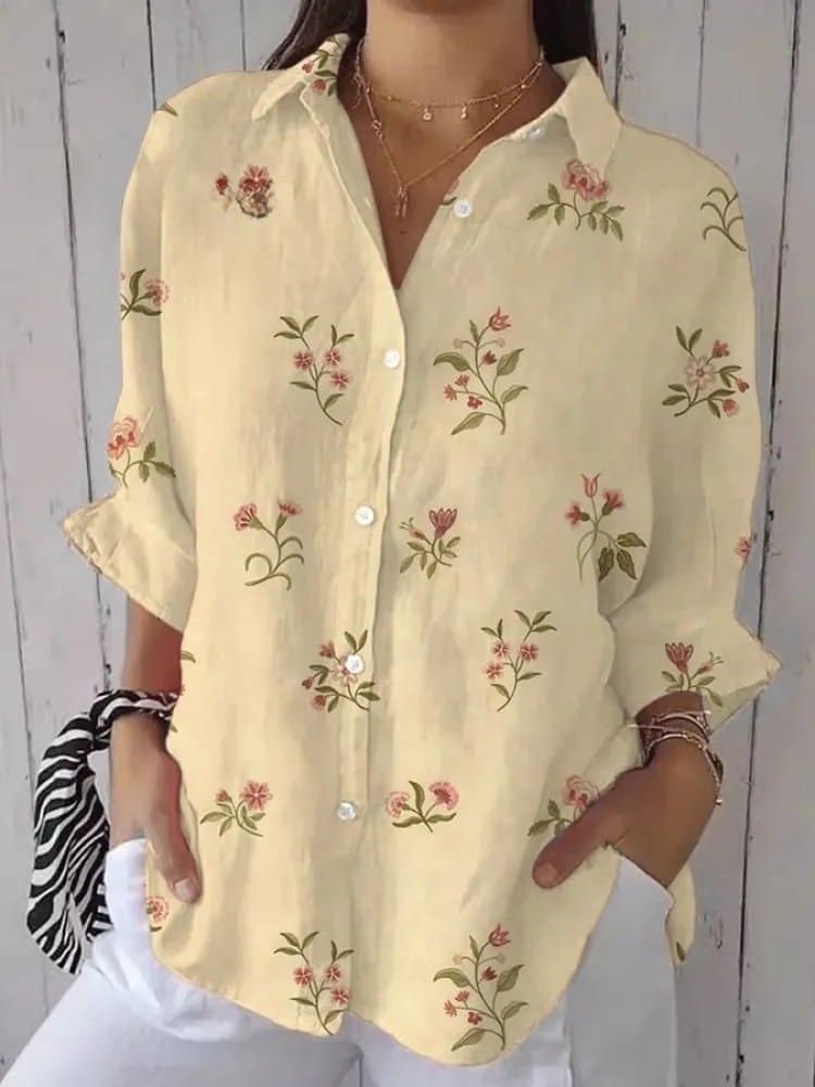 Women's Casual Retro Floral Shirt