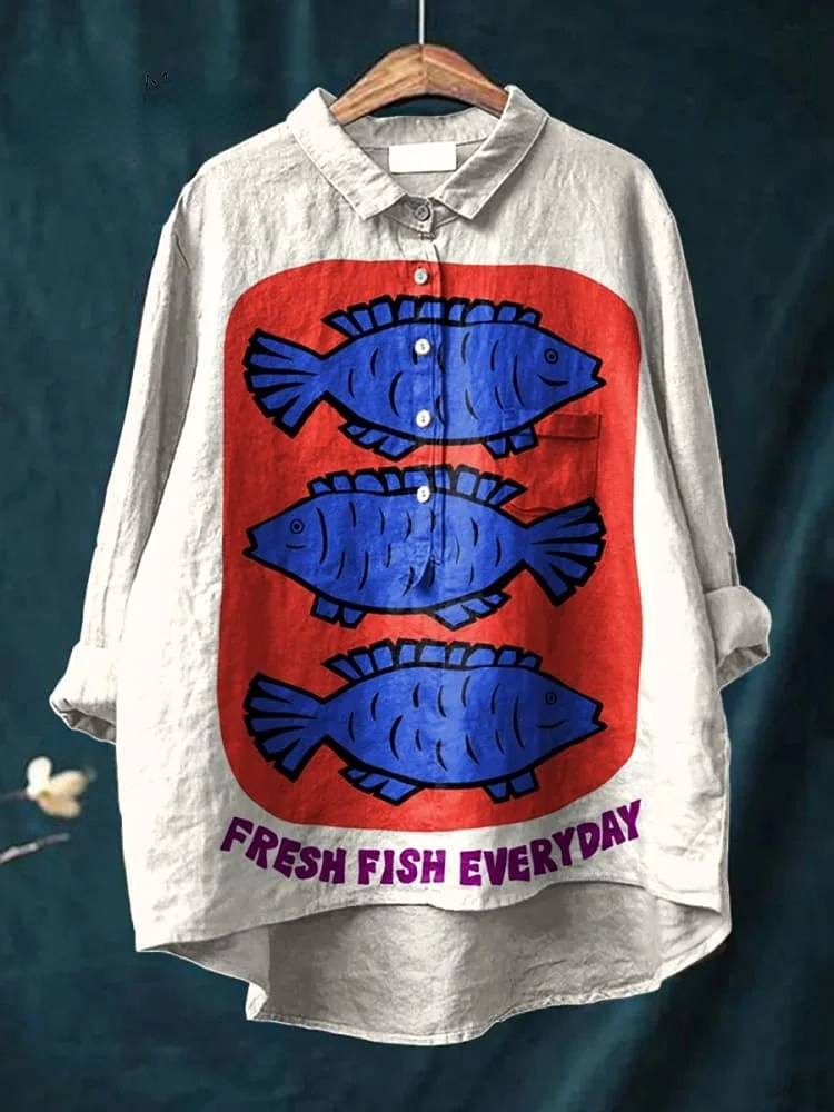 Women's Fish  Art Print Casual   Shirt