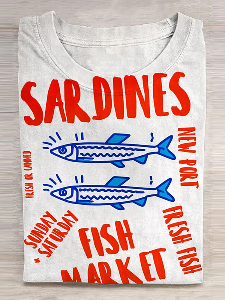 Vintage Fish Sardines Art Print T-Shirt