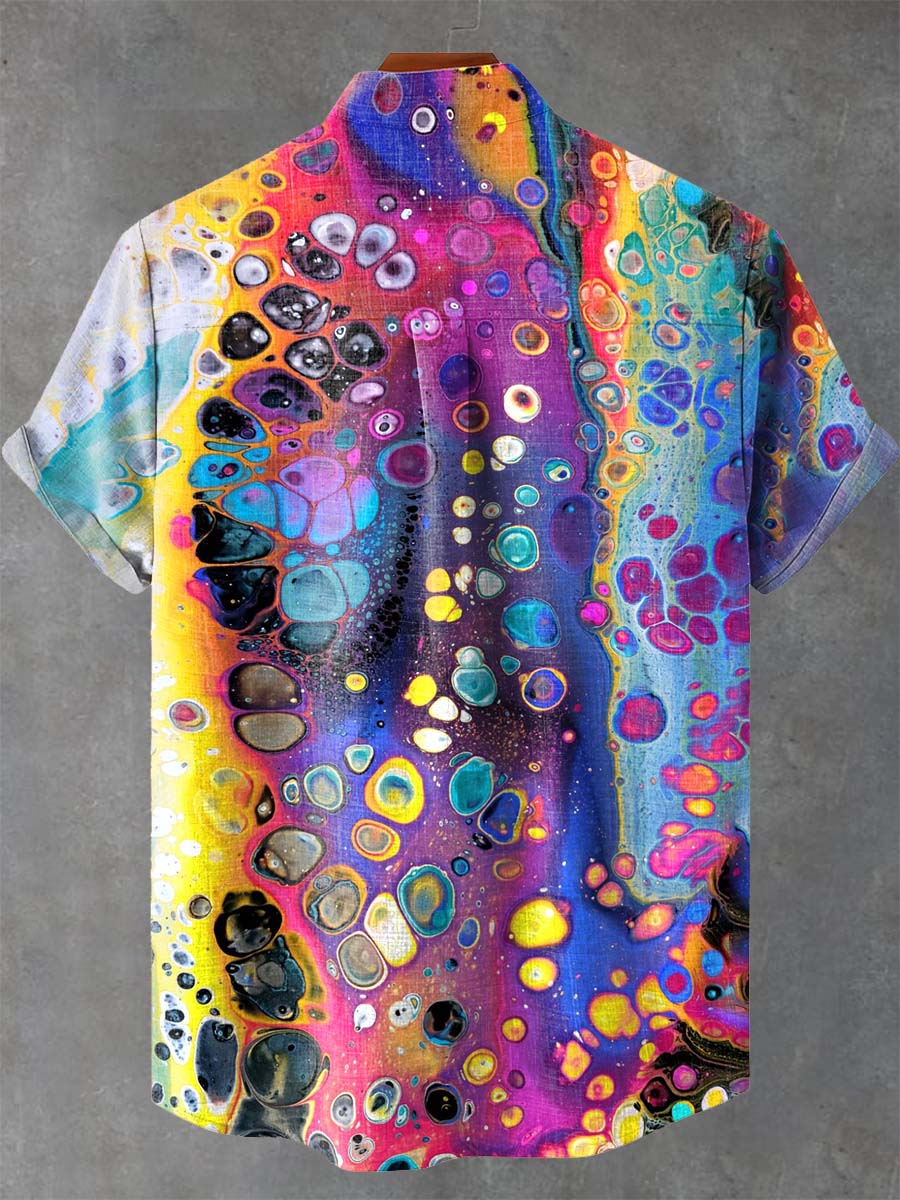 Colorful Gradient Marble Abstract Art Print Casual Shirt