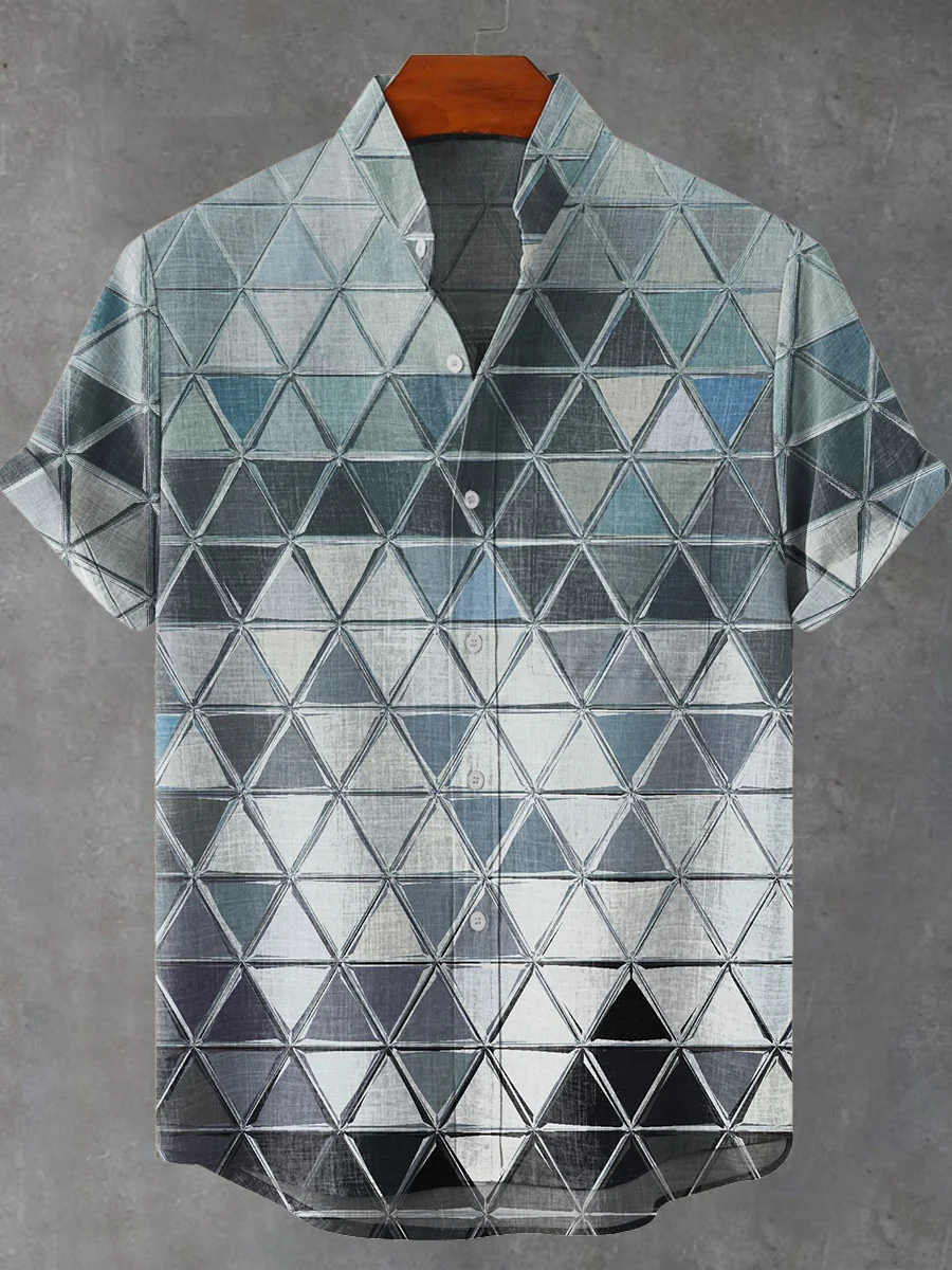 Metallic Geometric Triangle Graphic Decorative Pattern Casual Shirt