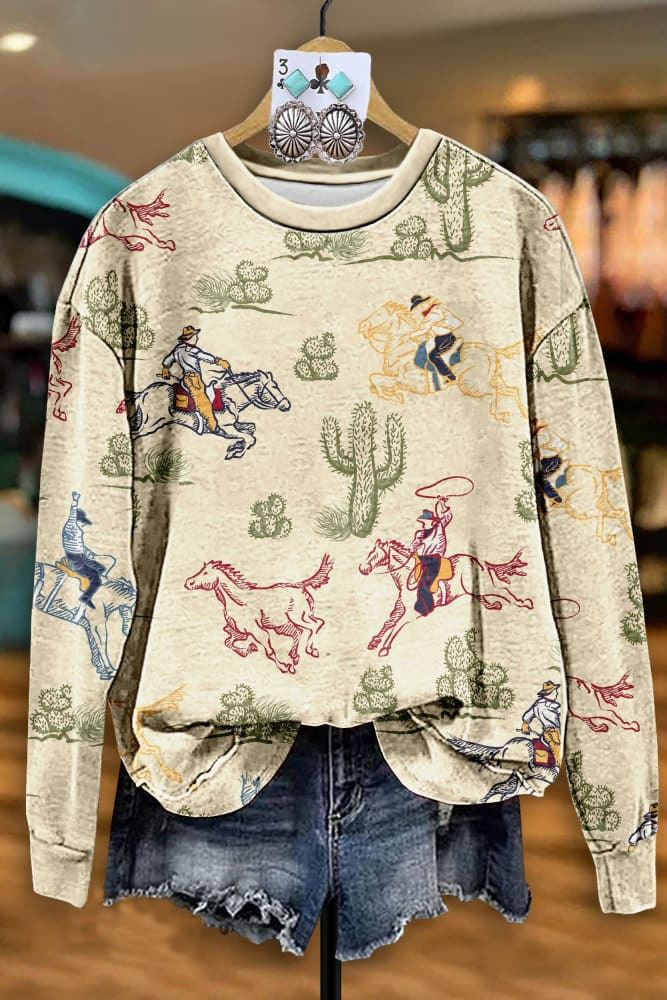 🔥Global best-selling🔥Vintage Western Cactus Rodeo Sweatshirt