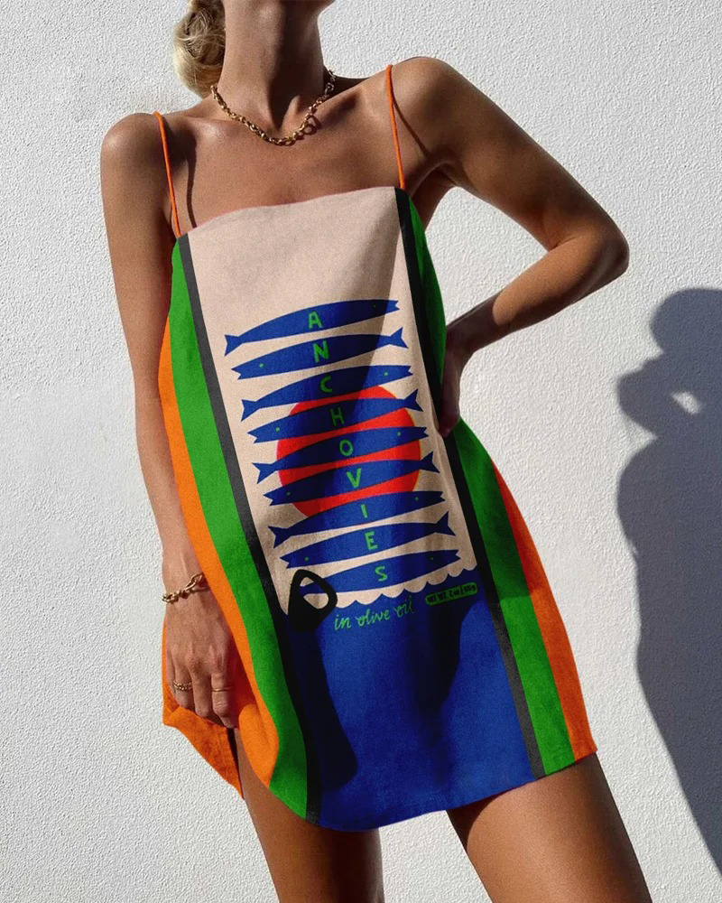 Anchovy Print Sling Dress