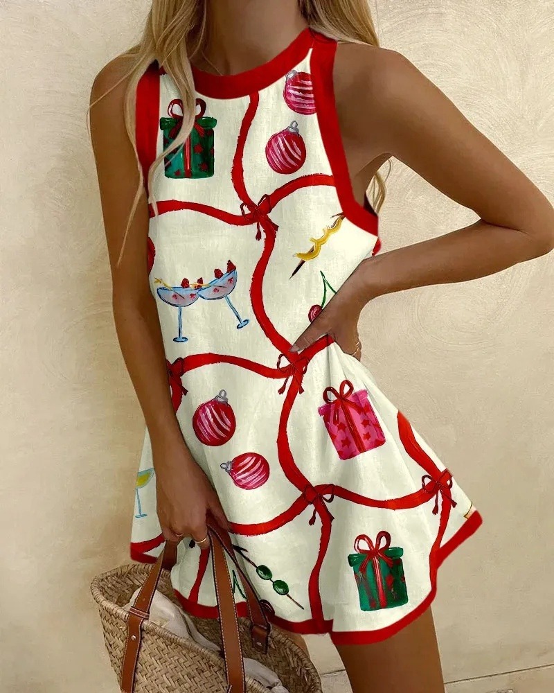 Holiday Gift Print mini dress