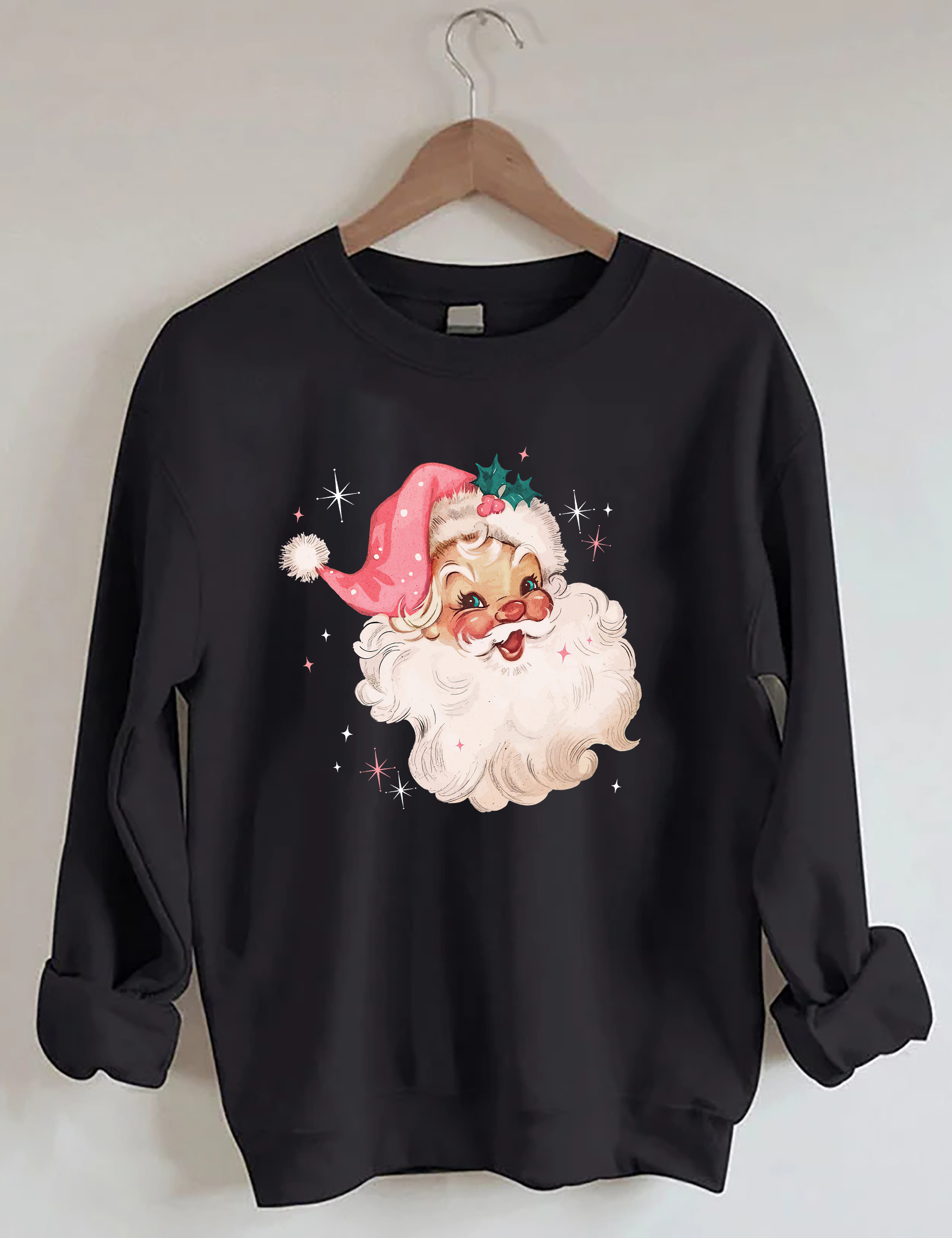 Retro Pink Santa Christmas Sweatshirt