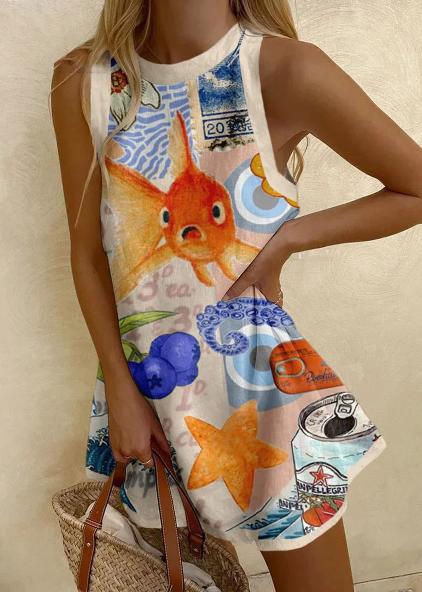 Cute Goldfish Print Dress
