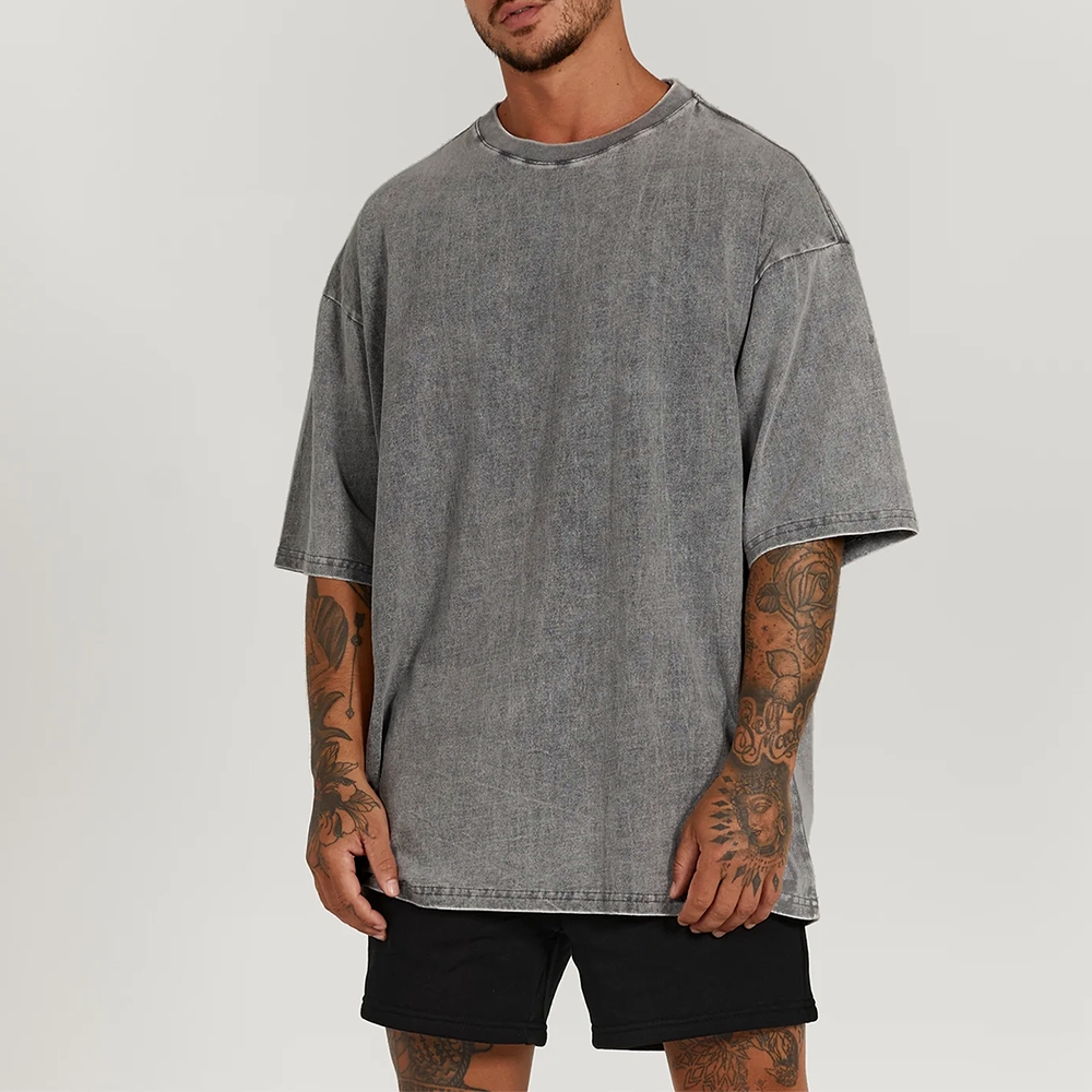 Fishes Pattern Printed Washed Vintage Short Sleeves T-Shirt