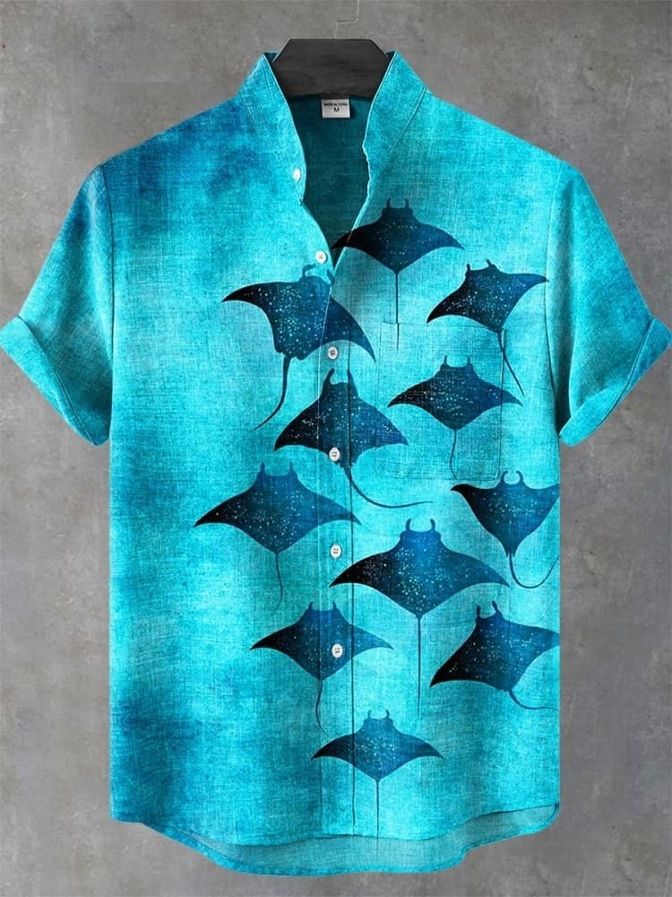 Vintage Manta Rays Art Print Casual Shirt