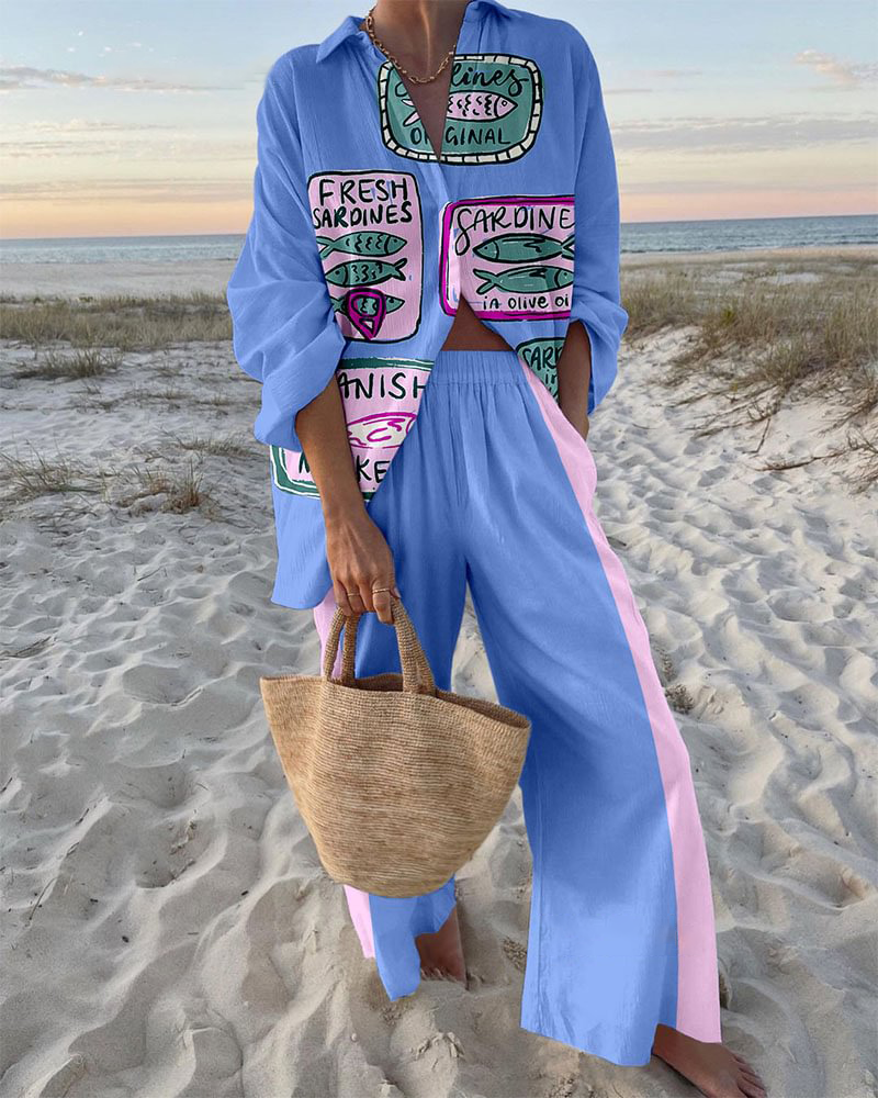 Holiday Blue Print Two-Piece Set