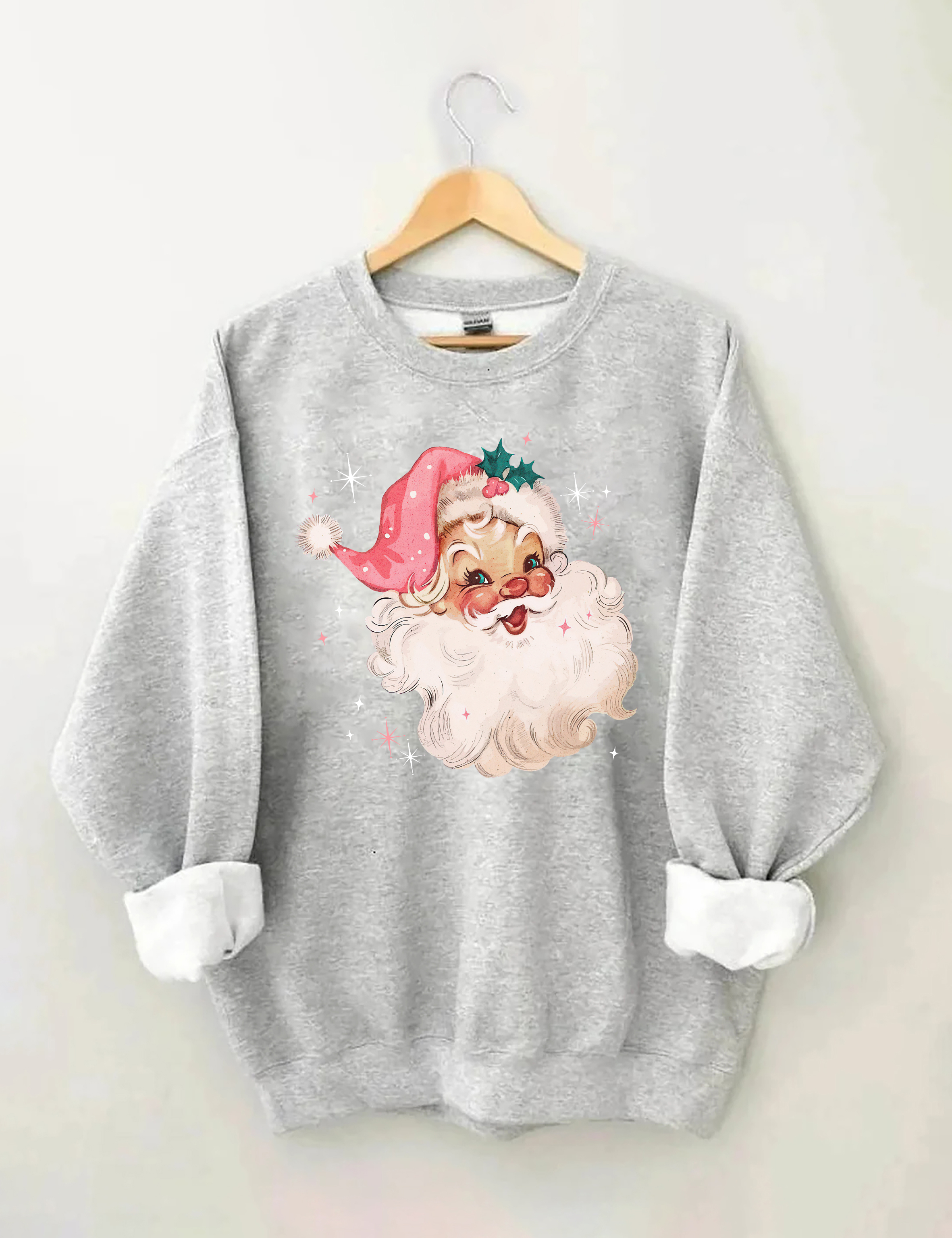 Retro Pink Santa Christmas Sweatshirt