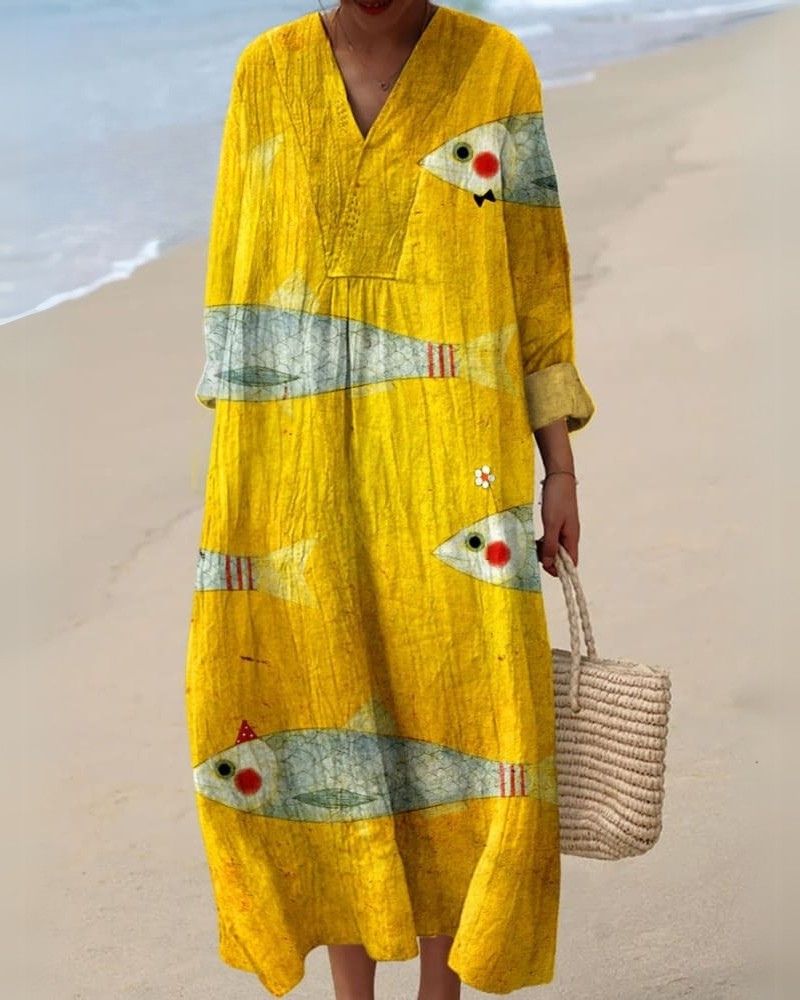 Women's Ocean Printed Maxi Dress