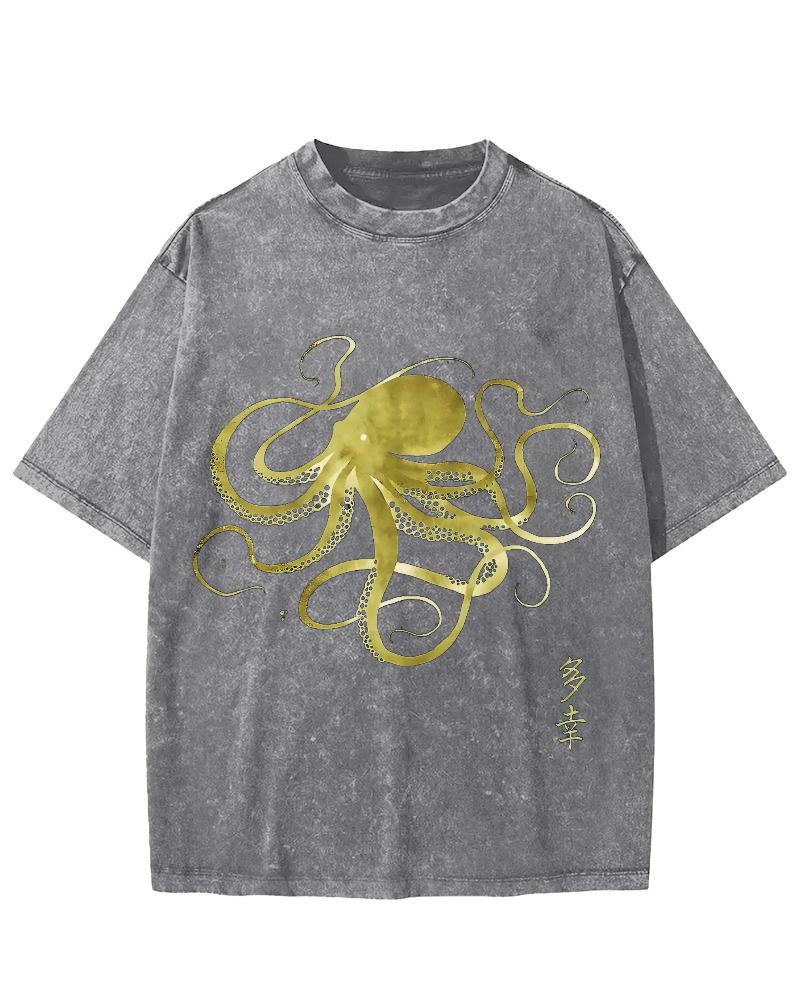 Japanese Octopus Vintage Washed T-shirt