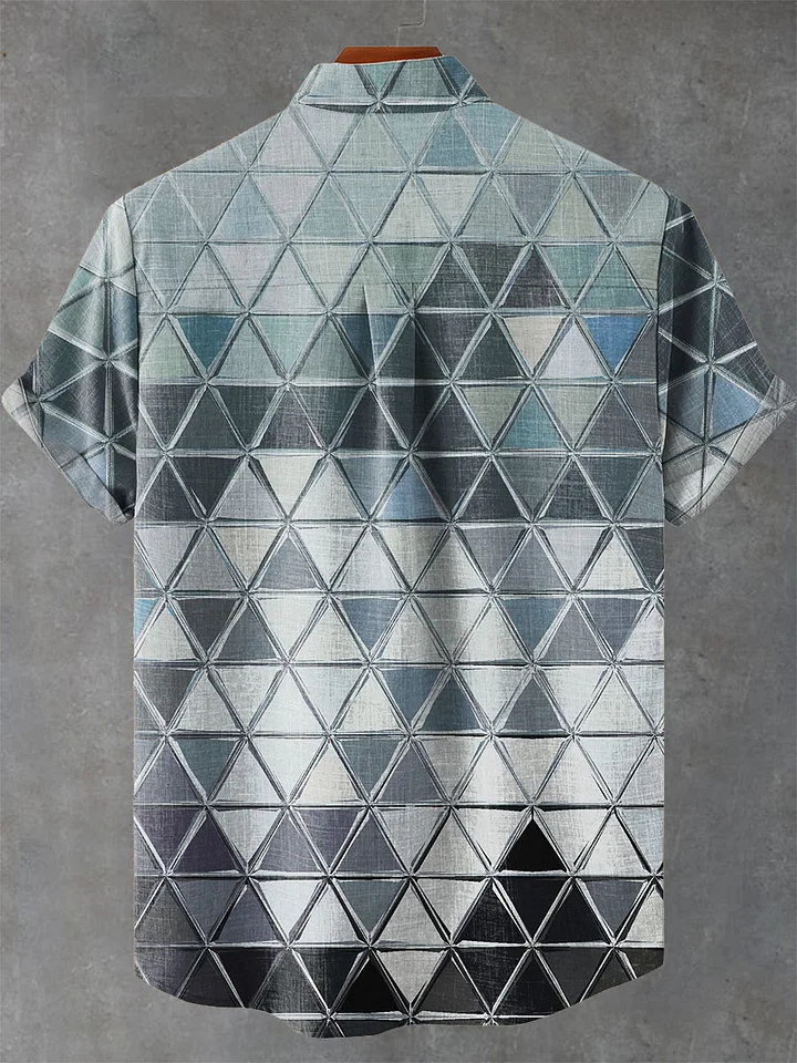 Metallic Geometric Triangle Graphic Decorative Pattern Casual Shirt