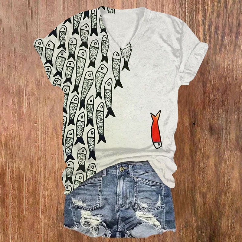 Fun Fish Art Cropped Casual Pants