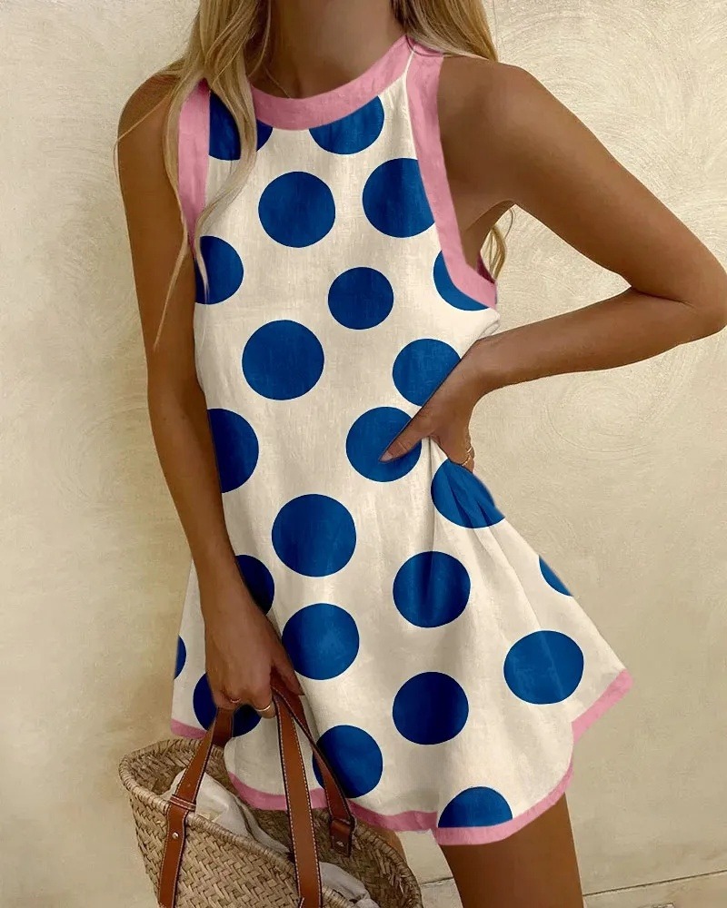 Geometric colorblock print mini dress