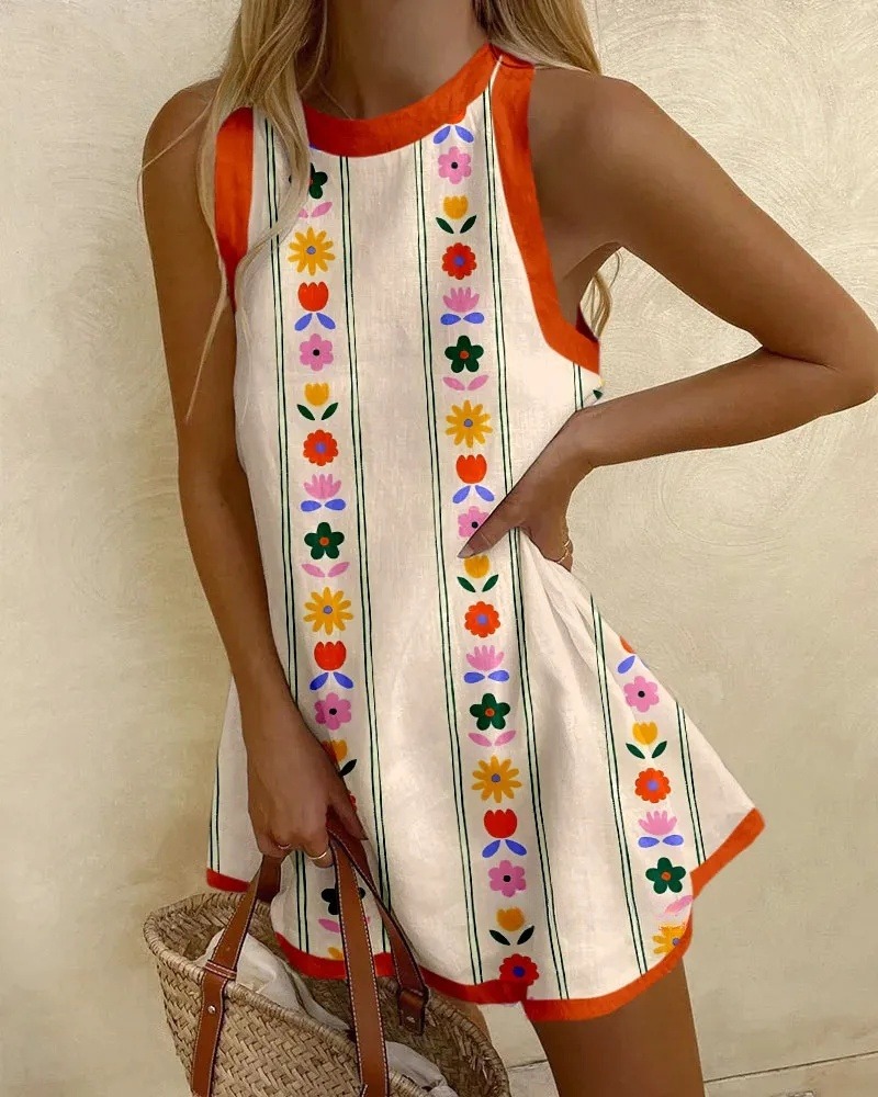 Flowers Print Mini Dress