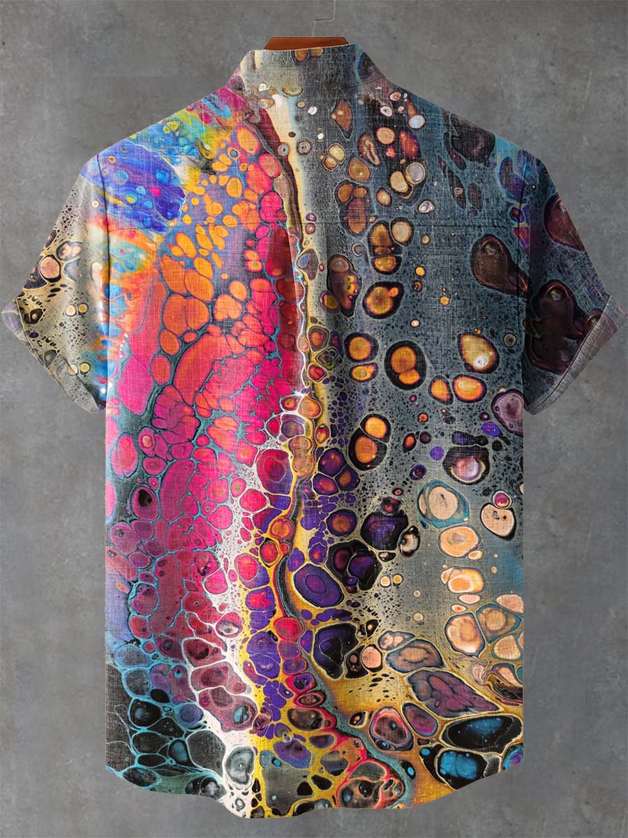 Abstract Colorful Ripple Print Casual Shirt