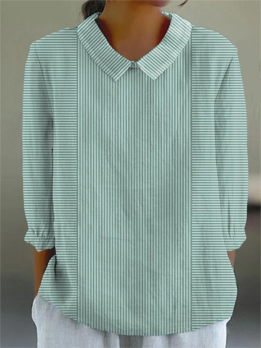 Women's Abstract Geometric Line Pattern Art Print Casual 3/4 Sleeve Shirt