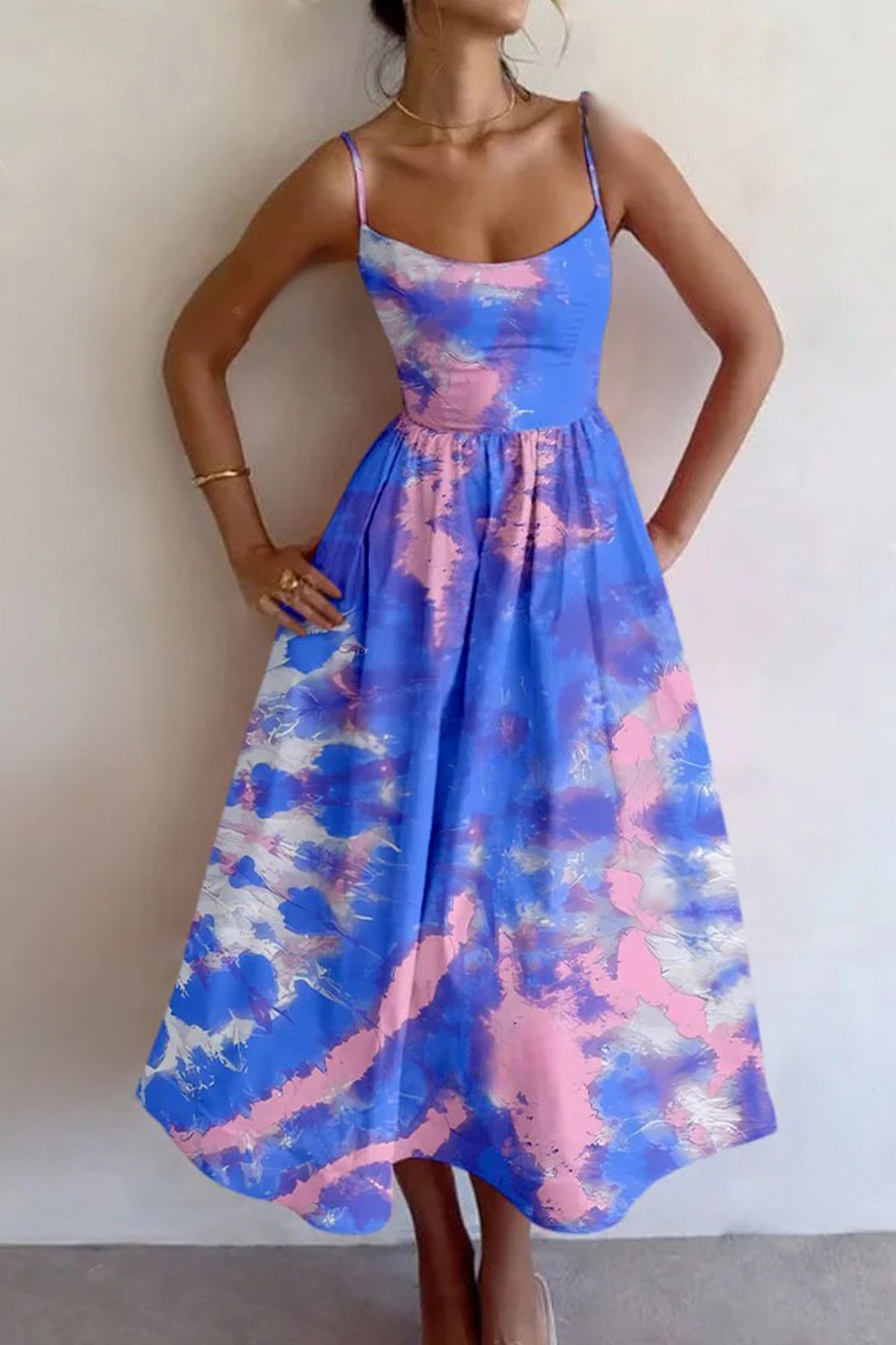 Contrast Tie-dye Printed Dress