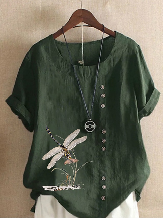 Women's Cotton Printed Button - Down Blouse