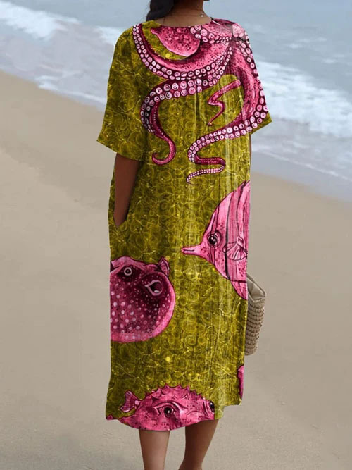 Women's  Fish  Art Print  Casual Dress