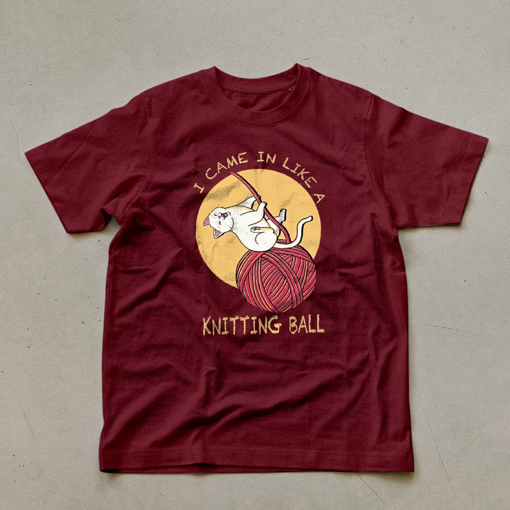Wool Ball Cat Pattern Unisex Prints T-Shirt