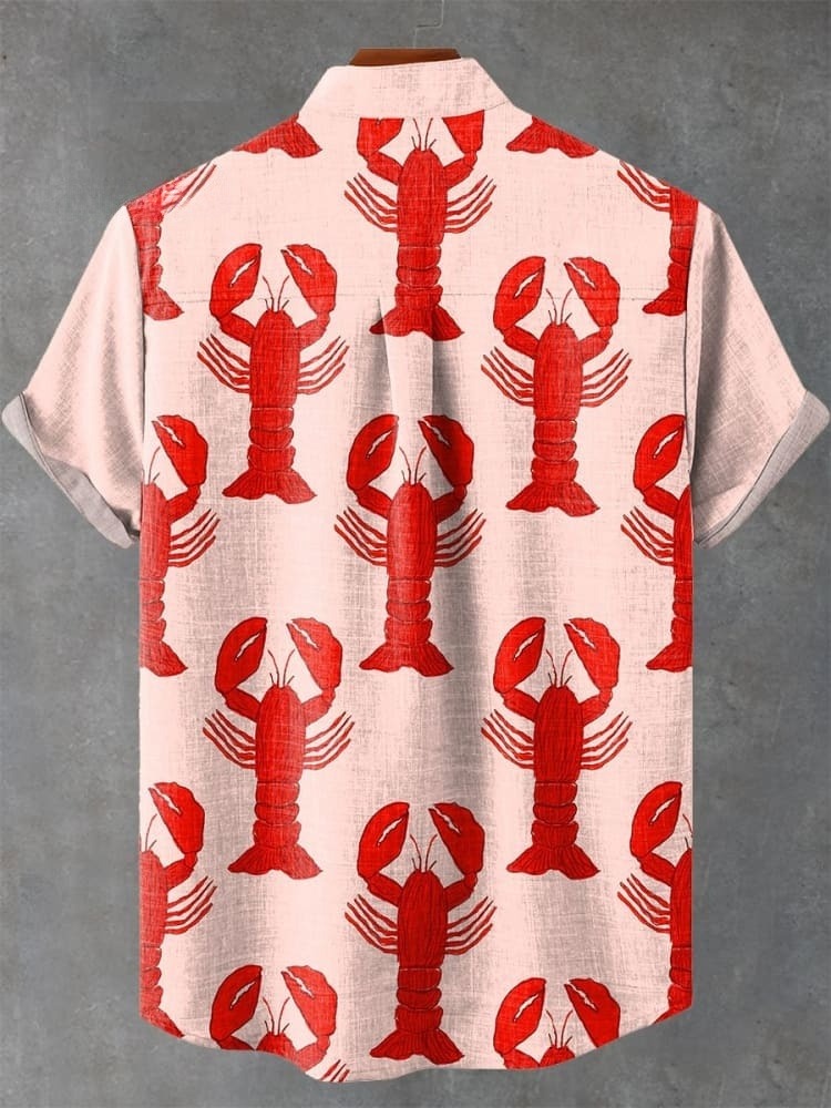 Red Lobster Decorative Pattern Casual Shirt