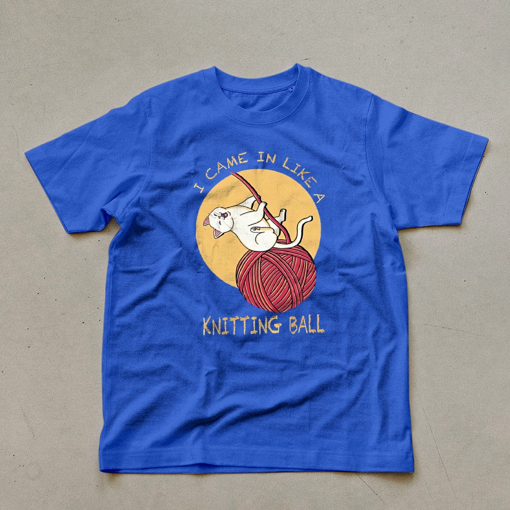 Wool Ball Cat Pattern Unisex Prints T-Shirt