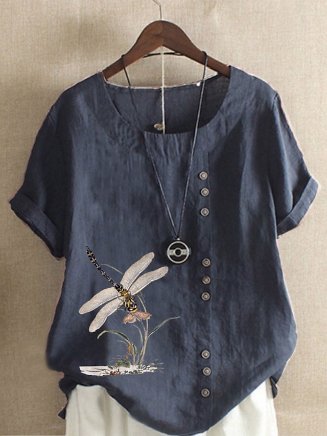 Women's Cotton Printed Button - Down Blouse