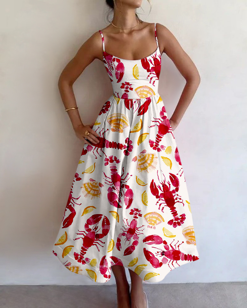 Resort lobster print slip dress