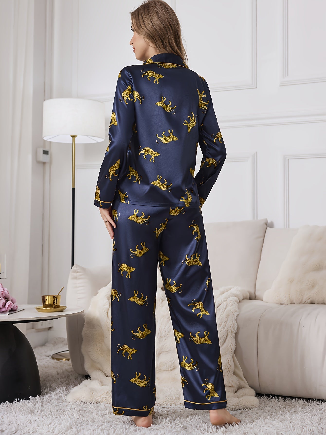 Luciana Leopard | Satinpajama set