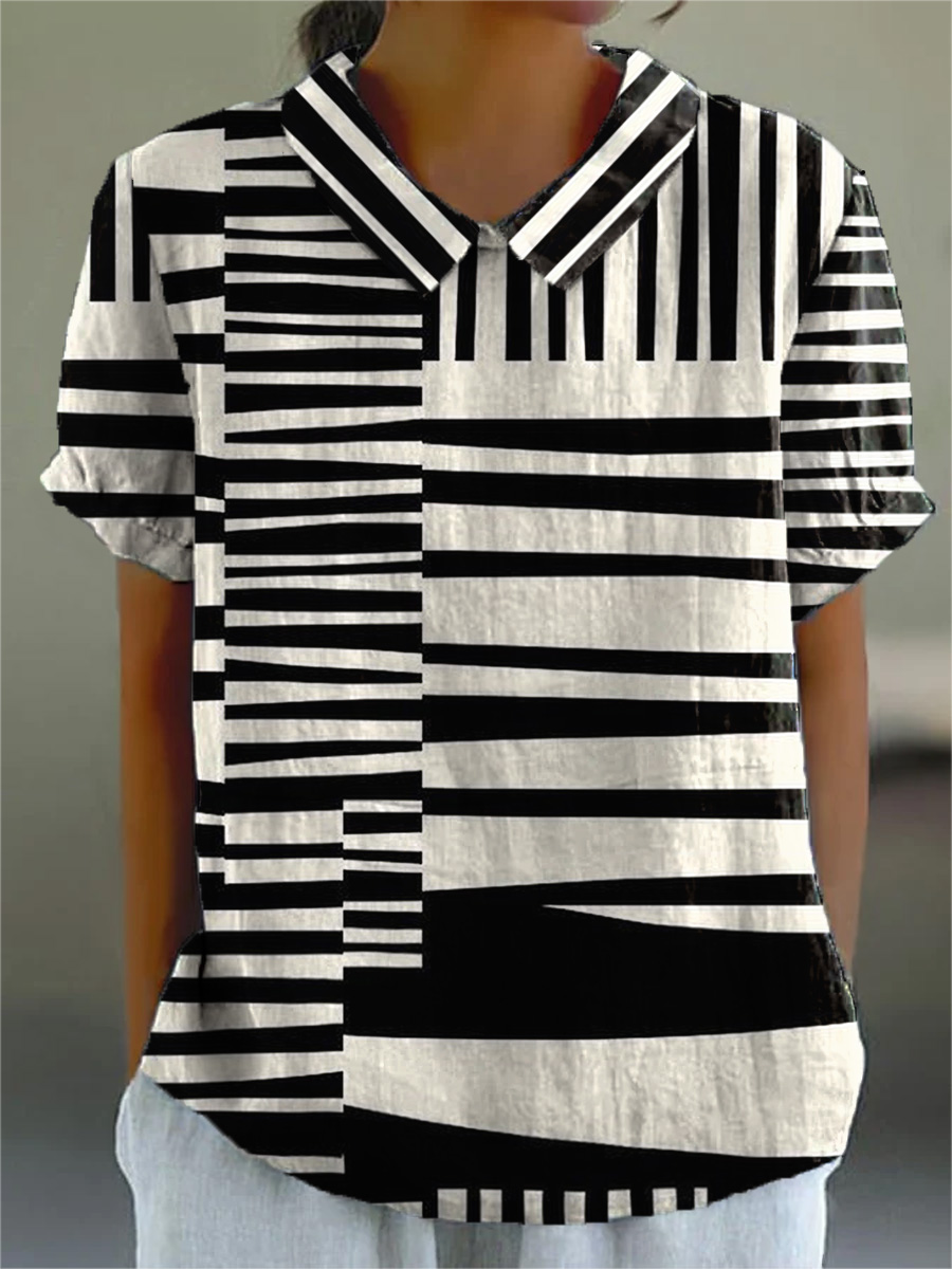 Abstract Strip Pattern Printed Women's Dress