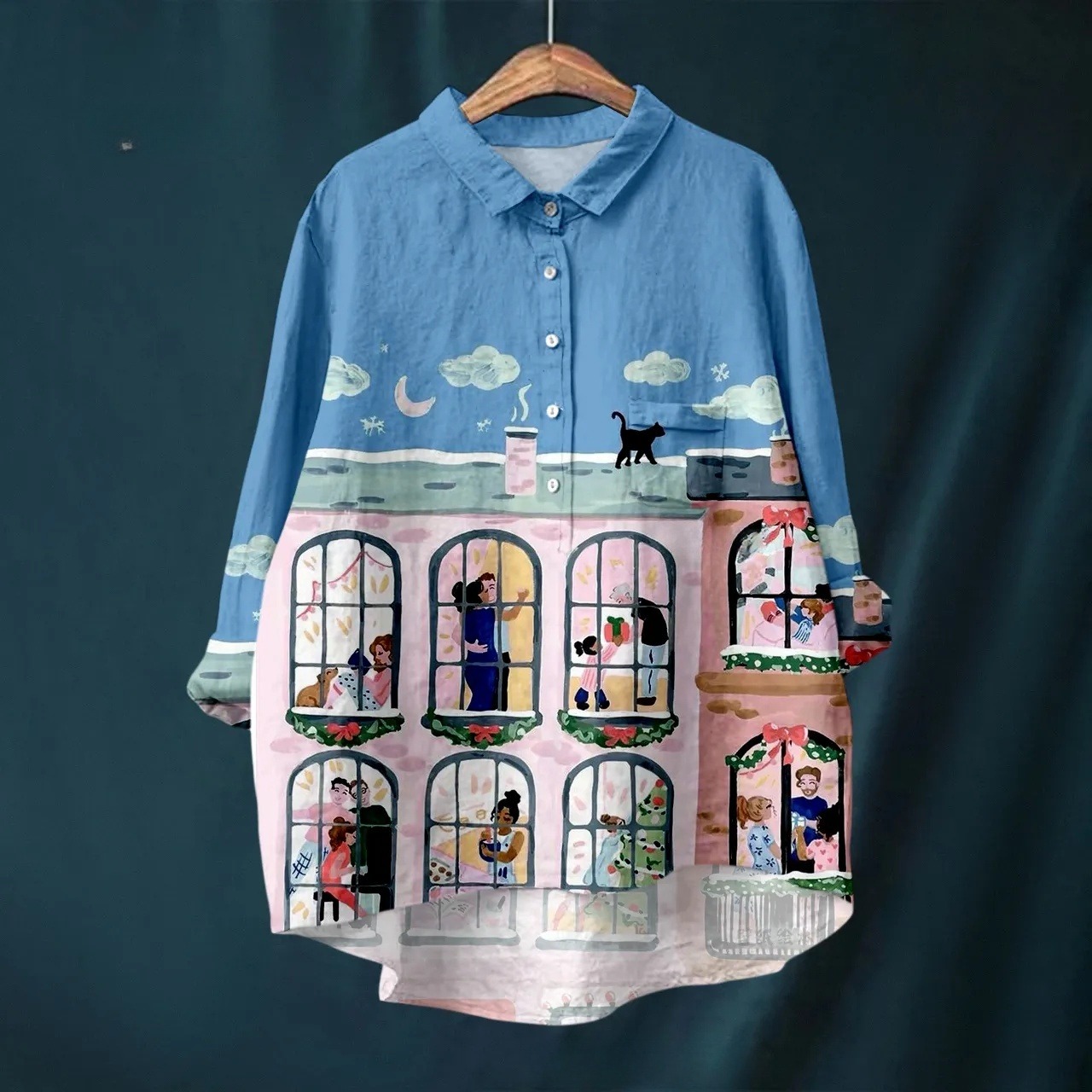 Leisure Holiday Printed Long-sleeved Shirt