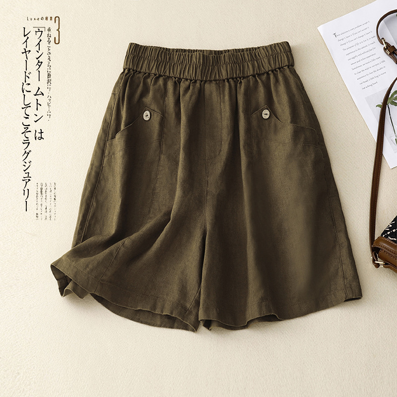 Women's Summer Shorts Elastic Waist A-Line Wide Leg Pants Loose Slimming Casual Shorts