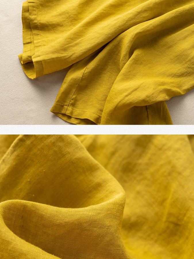 Cotton Thin Half Elastic Cropped Wide Leg Trousers