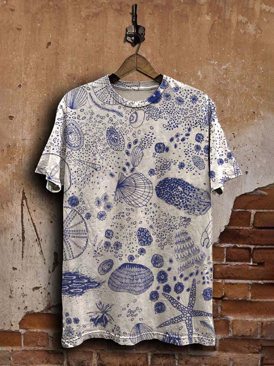 Shell Starfish Print Casual Short Sleeve T-Shirt