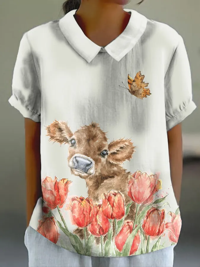 Women's Floral Cow Print Casual   Dress