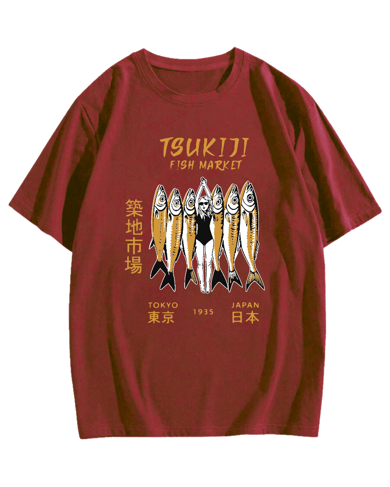 Tokyo Seafood Tsukiji Market Cotton casual T-shirt