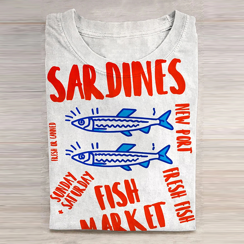Vintage Fish Sardines Art Print T-Shirt