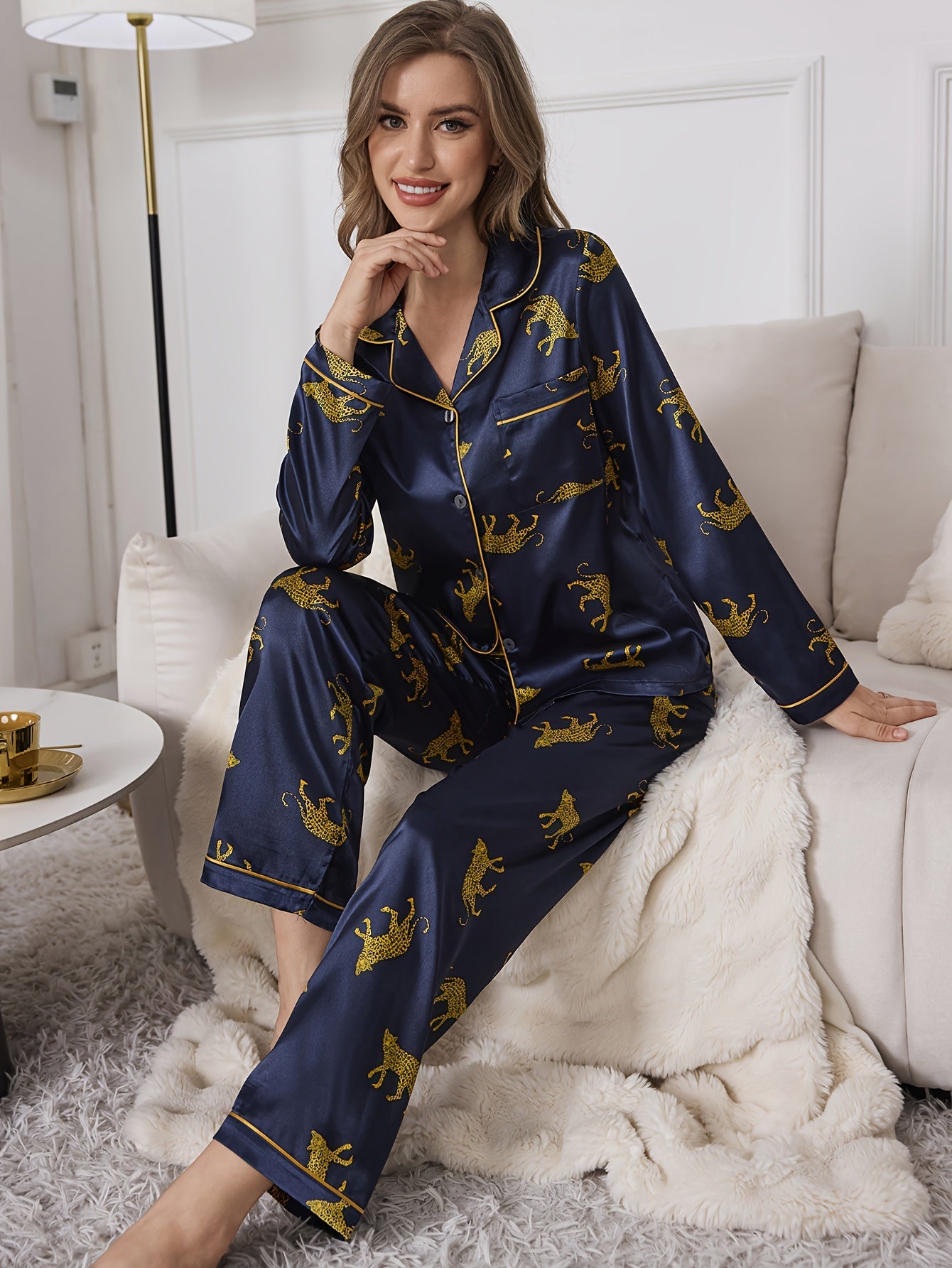 Luciana Leopard | Satinpajama set