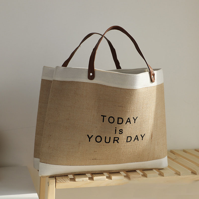 Japanese style dirty clothes fabric cotton linen handle basket