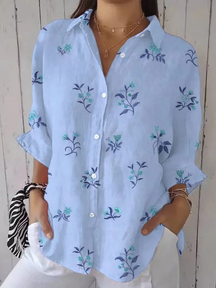 Women's Casual Retro Floral Shirt