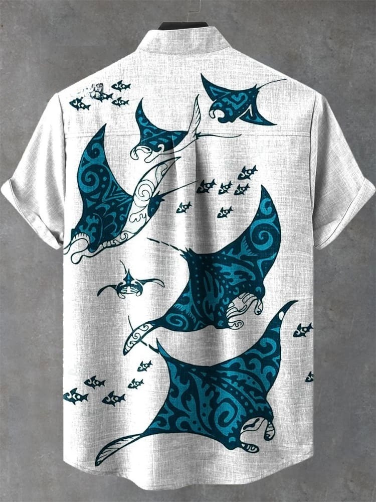 Vintage Manta Rays Art Print Casual Shirt