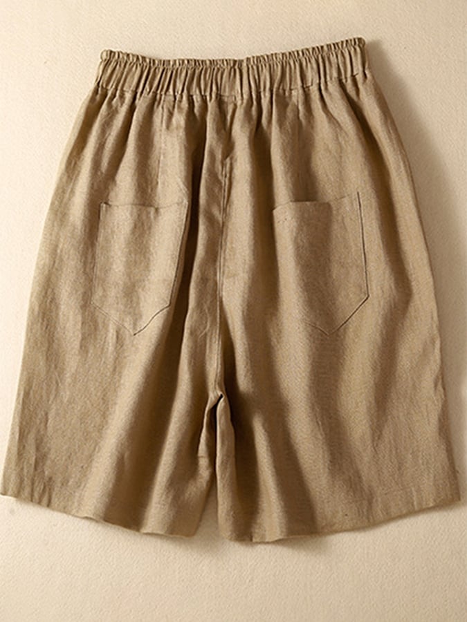Elastic Waist Loose Wide Leg Shorts