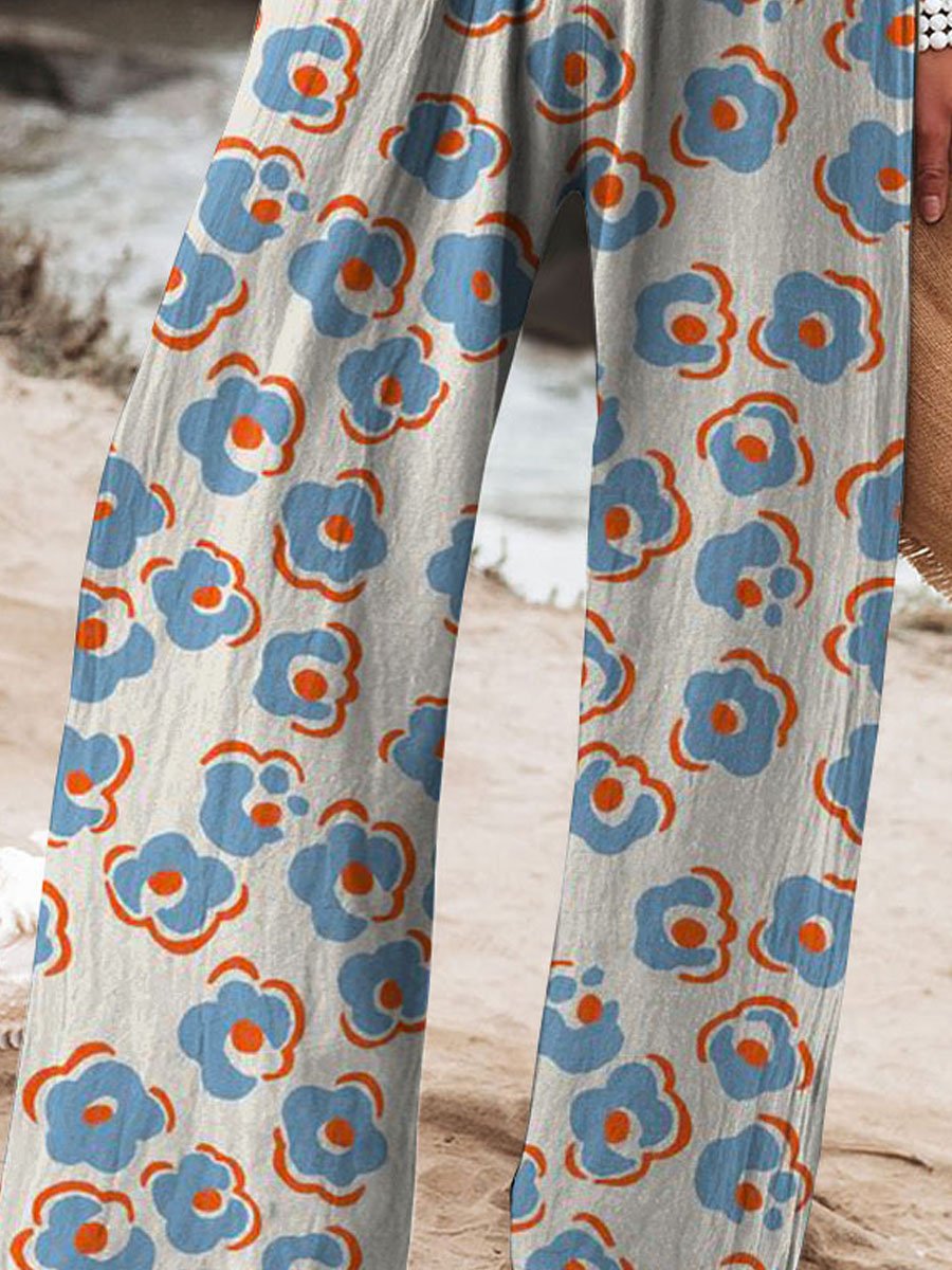 Women's Vintage Floral Art Printed Casual Pants